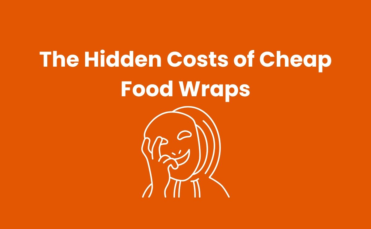 Illustration representing the hidden costs of cheap food wraps, highlighting environmental and health impacts